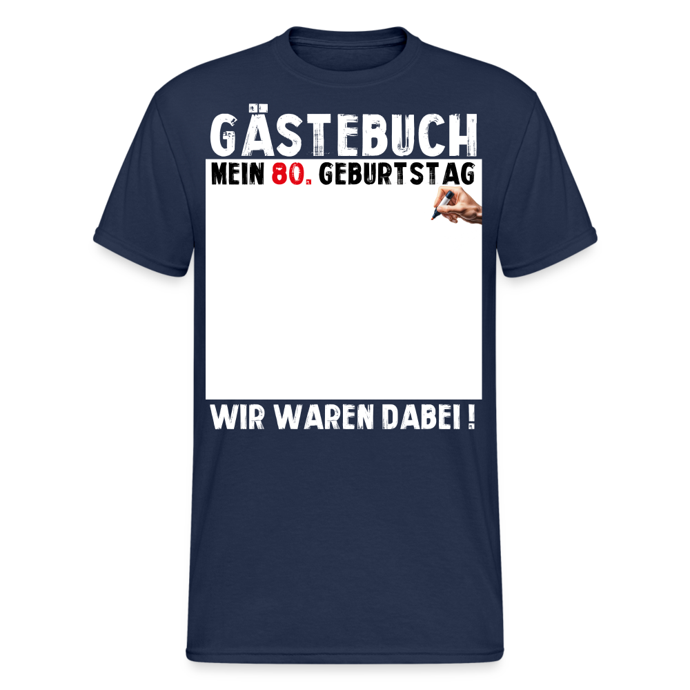 80. Geburtstag Gästebuch T-Shirt Lustig Geschenk T-Shirt - Navy