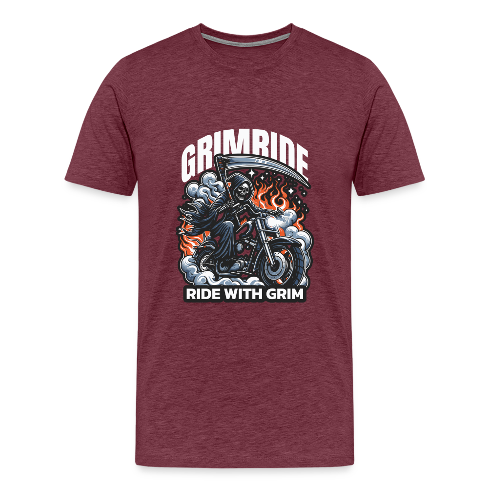 Grimride Ride With Grim Premium T-Shirt Herren - Bordeauxrot meliert