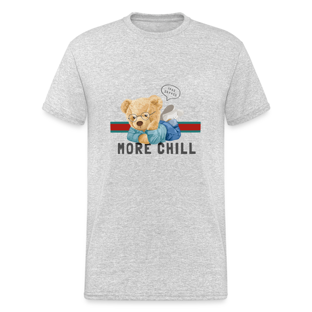 Teddybär Bear More Chill Streetwear Spruch T-Shirt Herren - Grau meliert