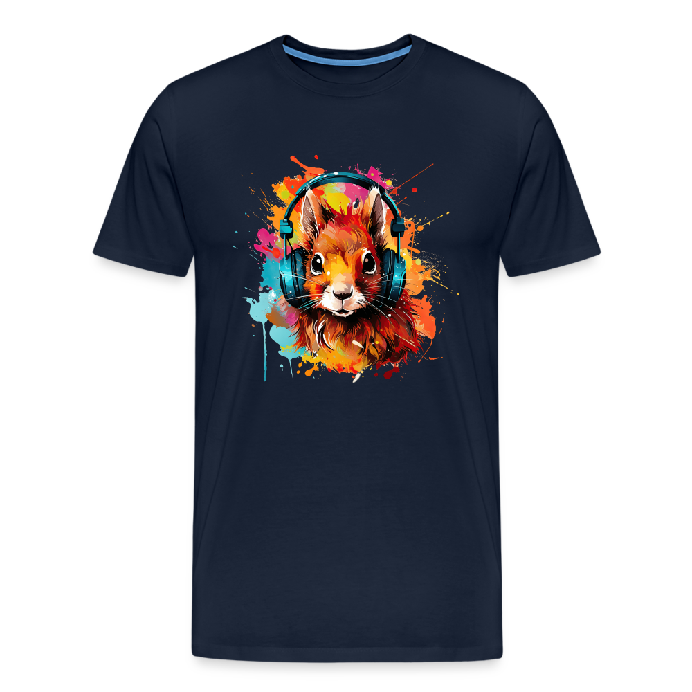 Eichhörnchen Kopfhörer Safari Zoo Männer Premium T-Shirt - Navy