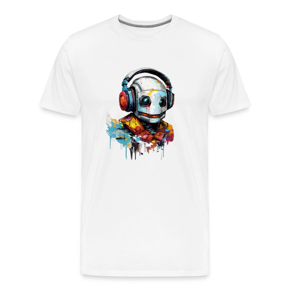 Roboter Kopfhörer Männer Premium T-Shirt - Weiß