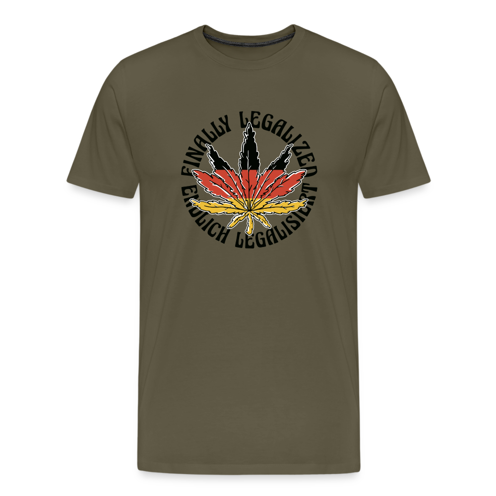 Endlich legalisiert Cannabis Hanfblatt Weed lustiges Premium T-Shirt Herren - Khaki