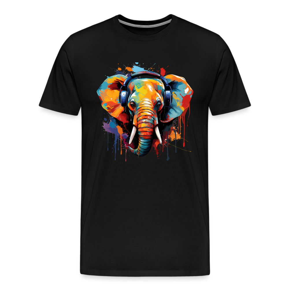 Elefant Kopfhörer Safari Zoo Männer Premium T-Shirt - Schwarz