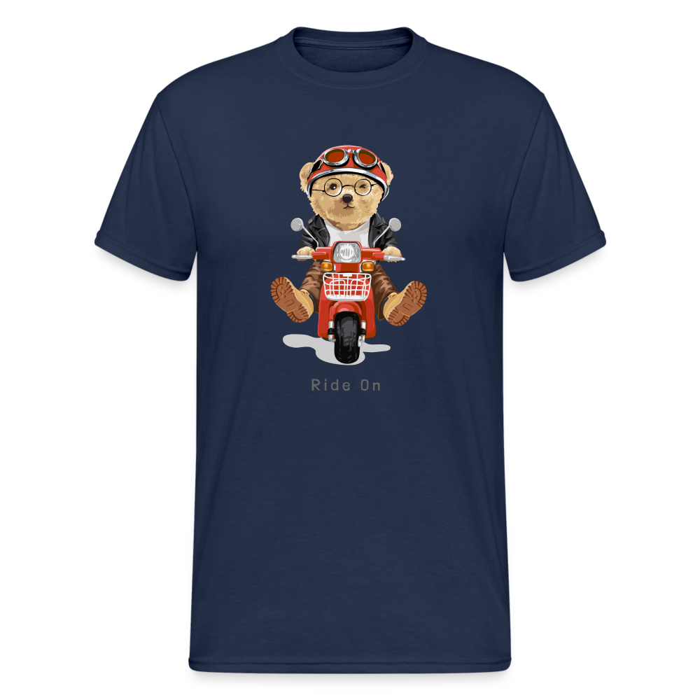 Teddybär Bear Ride on Streetwear Spruch T-Shirt Herren - Navy