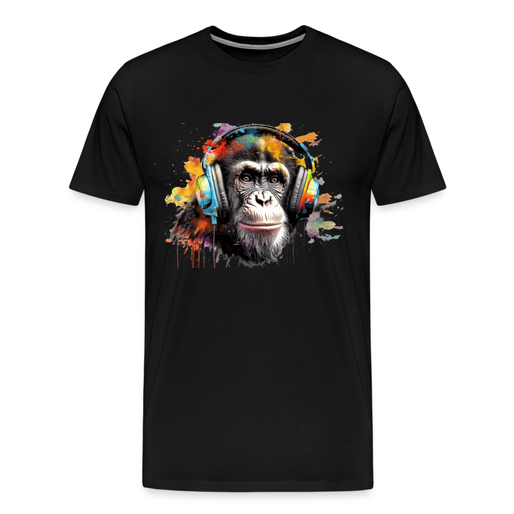 DJ Monkey Affe T-Shirt Männer Premium T-Shirt - Schwarz