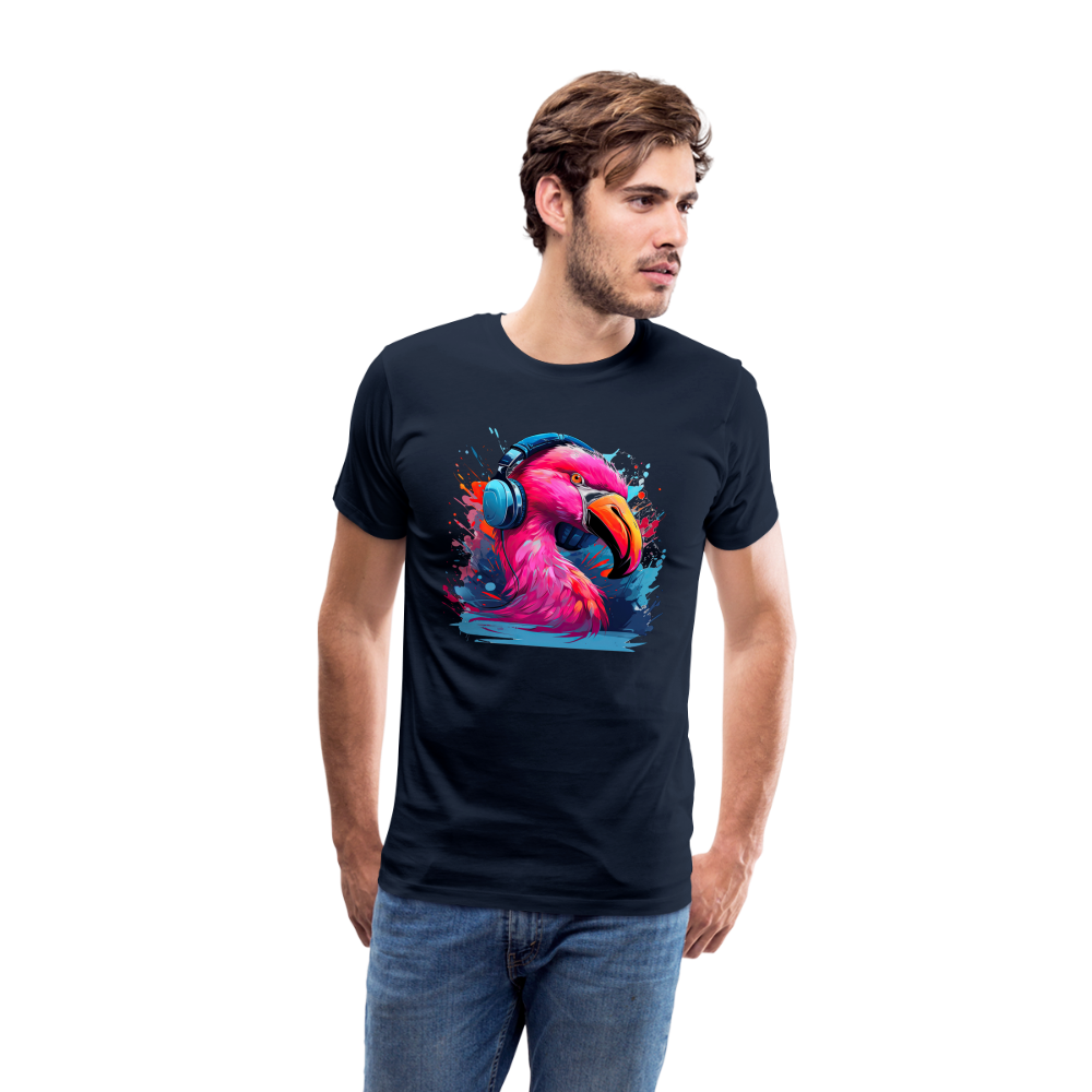 Flamingo Kopfhörer Safari Zoo Männer Premium T-Shirt - Navy