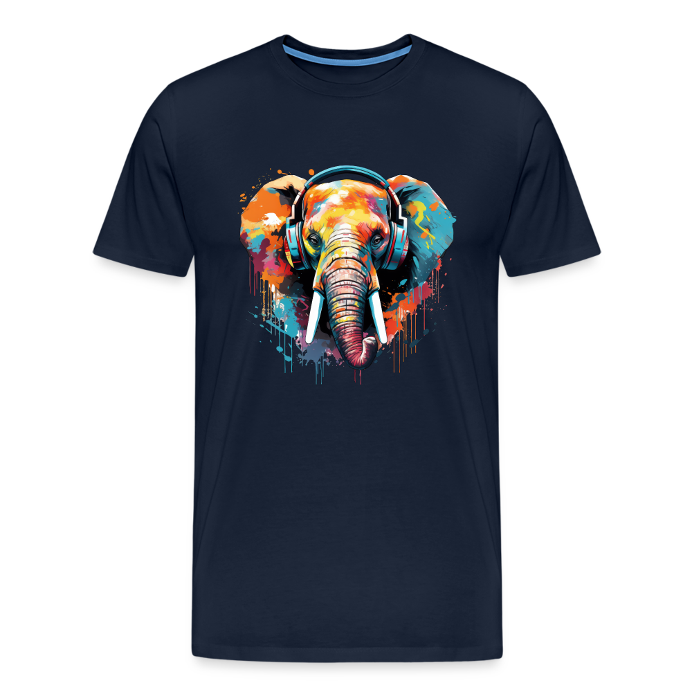 Elefant Kopfhörer Safari Zoo Männer Premium T-Shirt - Navy