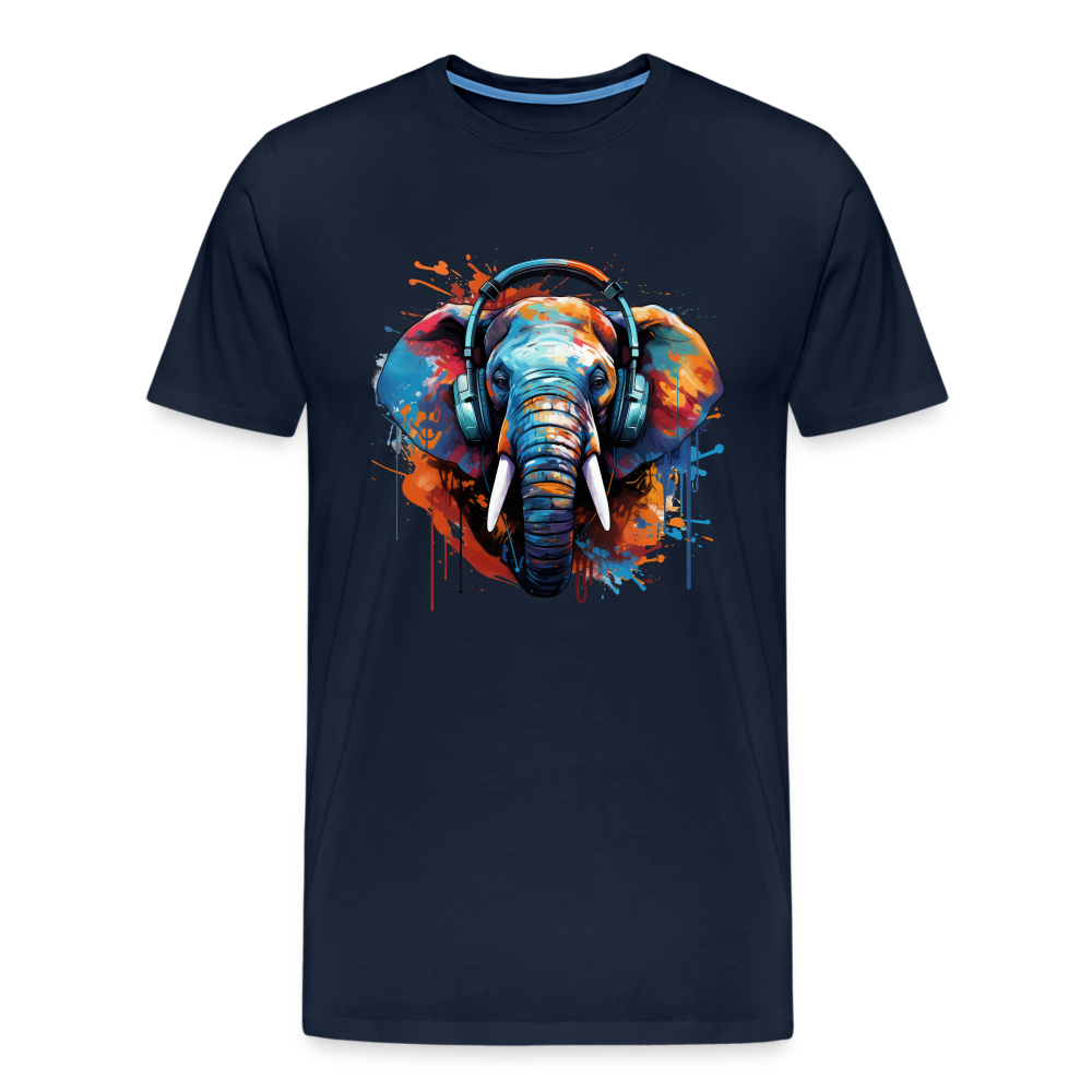 Elefant Kopfhörer Safari Zoo Männer Premium T-Shirt - Navy