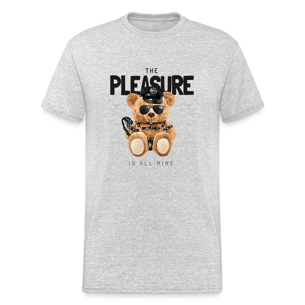 Teddybär Bear The Pleasure Streetwear Spruch T-Shirt Herren - Grau meliert