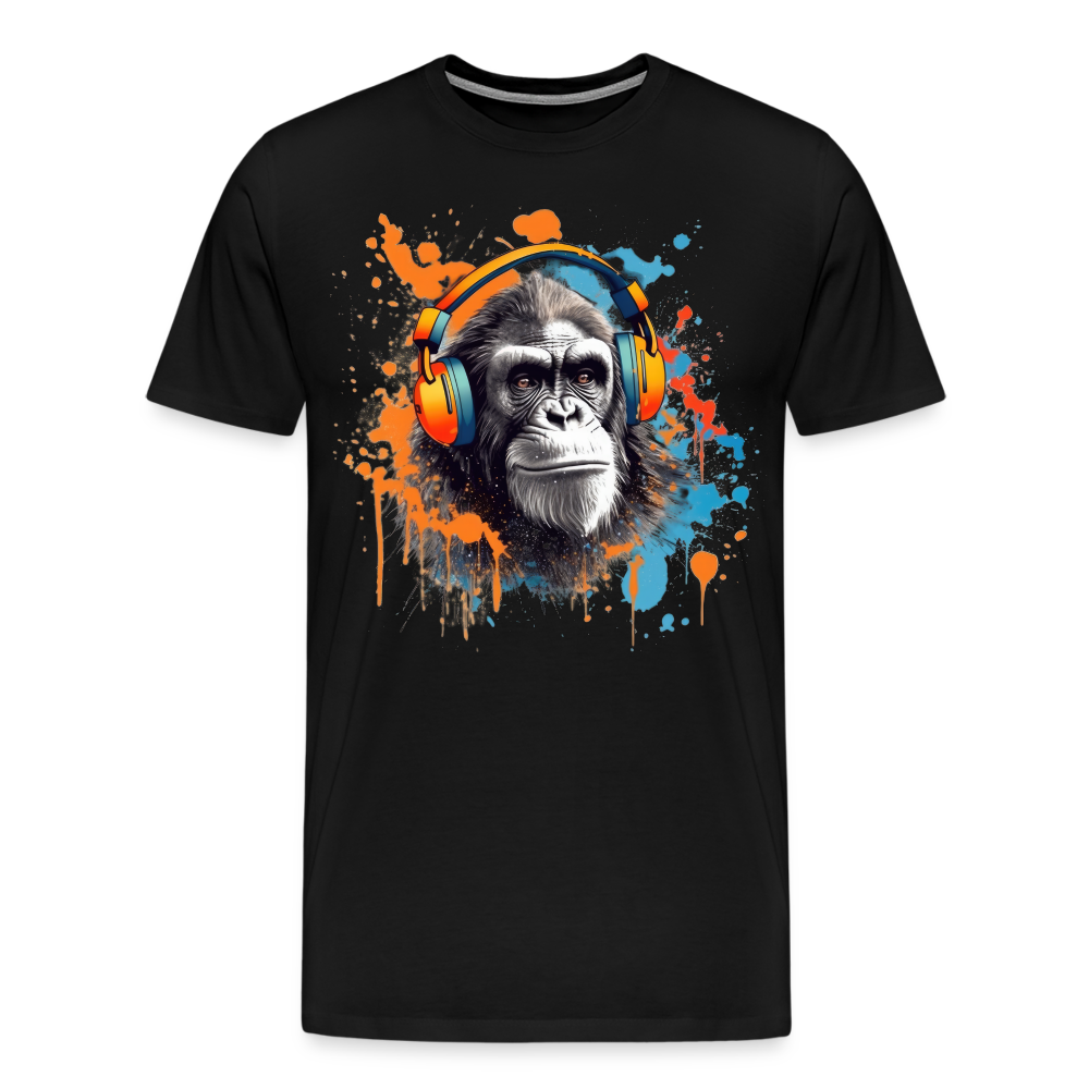 DJ Monkey Affe T-Shirt Männer Premium T-Shirt - Schwarz