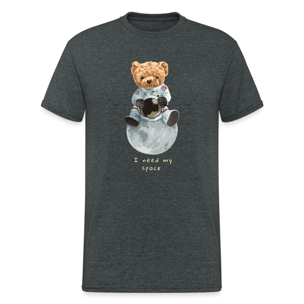 Teddybär Bear I need my space Streetwear Spruch T-Shirt Herren - Dunkelgrau meliert