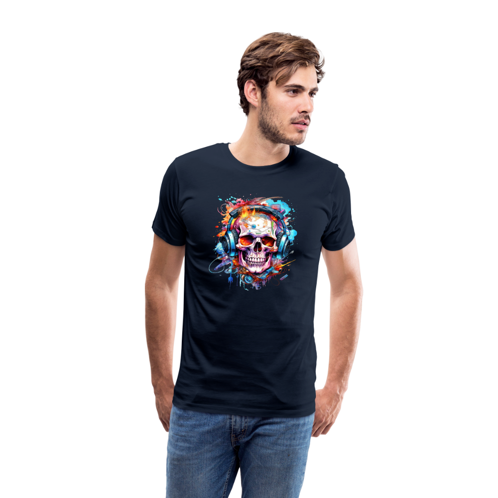 Totenkopf Kopfhörer Safari Zoo Männer Premium T-Shirt - Navy