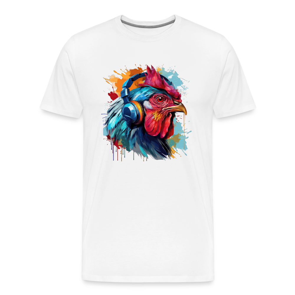 Hahn Kopfhörer Safari Zoo Männer Premium T-Shirt - Weiß