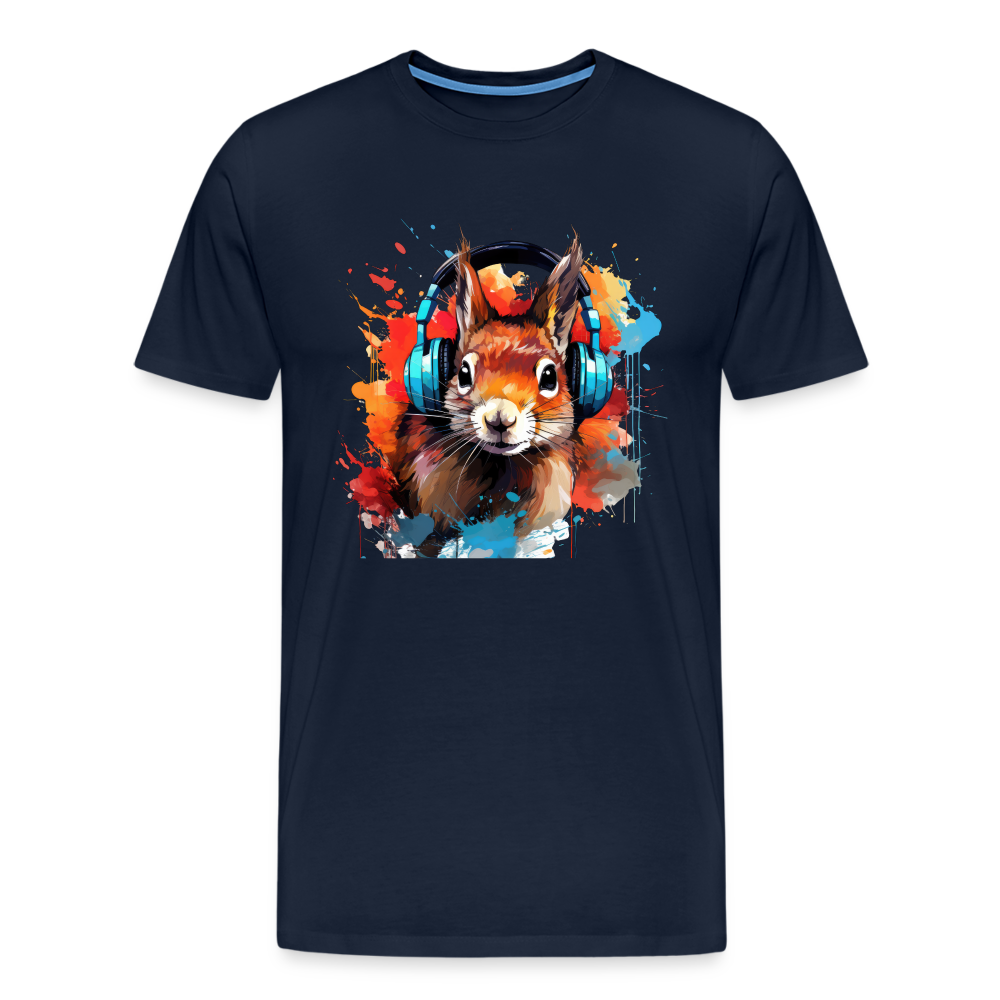 Eichhörnchen Kopfhörer Safari Zoo Männer Premium T-Shirt - Navy