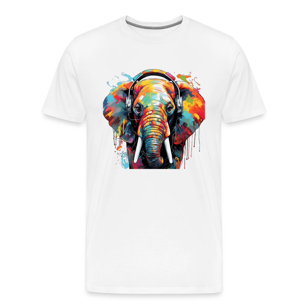 Elefant Kopfhörer Safari Zoo Männer Premium T-Shirt - Weiß