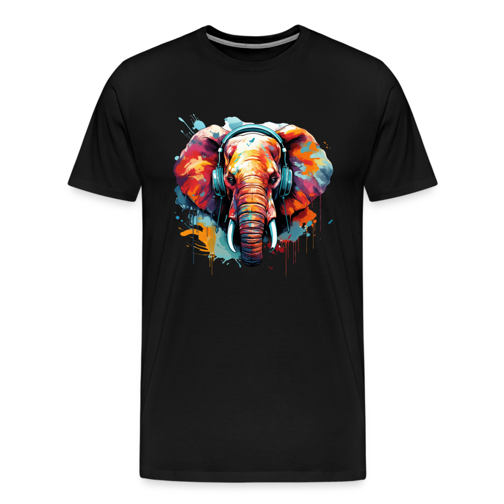Elefant Kopfhörer Safari Zoo Männer Premium T-Shirt - Schwarz
