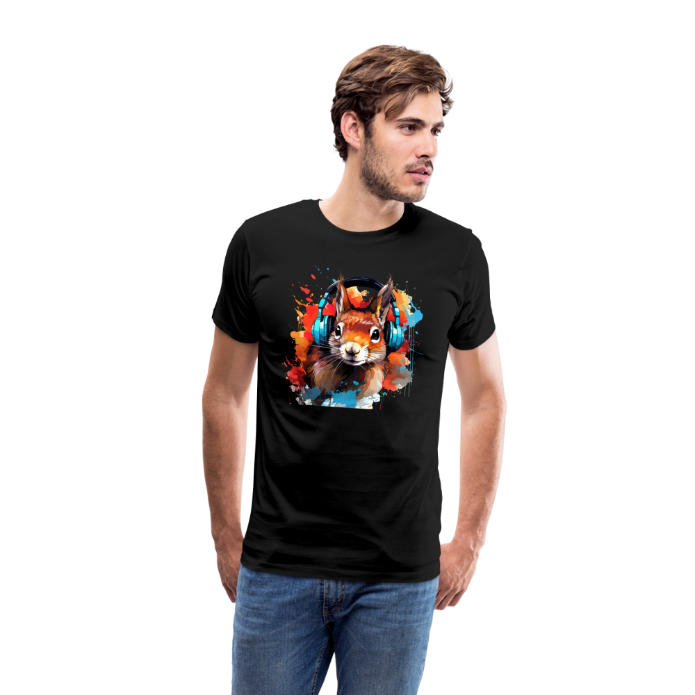 Eichhörnchen Kopfhörer Safari Zoo Männer Premium T-Shirt - Schwarz