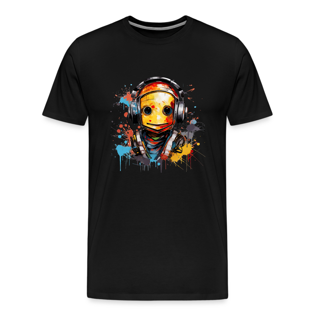 Roboter Kopfhörer Männer Premium T-Shirt - Schwarz