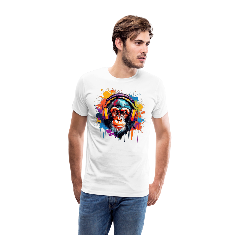 DJ Monkey Affe T-Shirt Männer Premium T-Shirt - Weiß