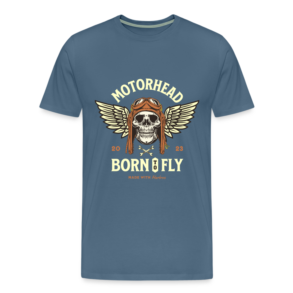 Motorhead Born To Fly  Premium T-Shirt Herren - Blaugrau
