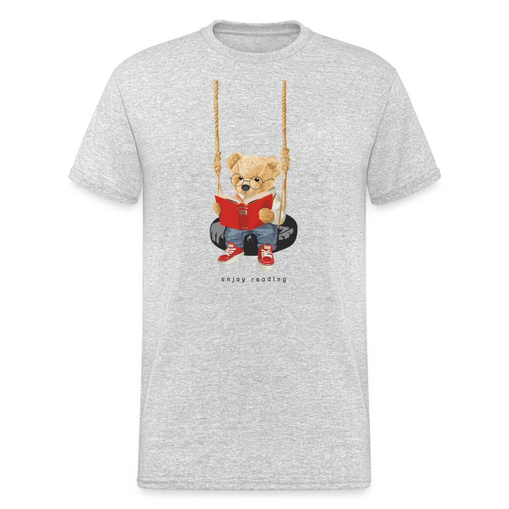 Teddybär Bear Enjoy reading Streetwear Spruch T-Shirt Herren - Grau meliert