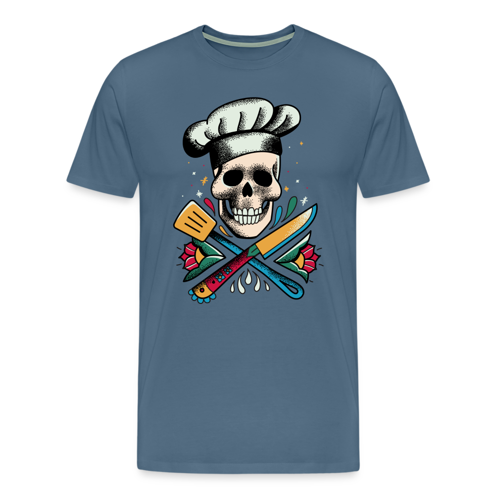 Cook Skull Koch Totenkopf Premium T-Shirt Herren - Blaugrau