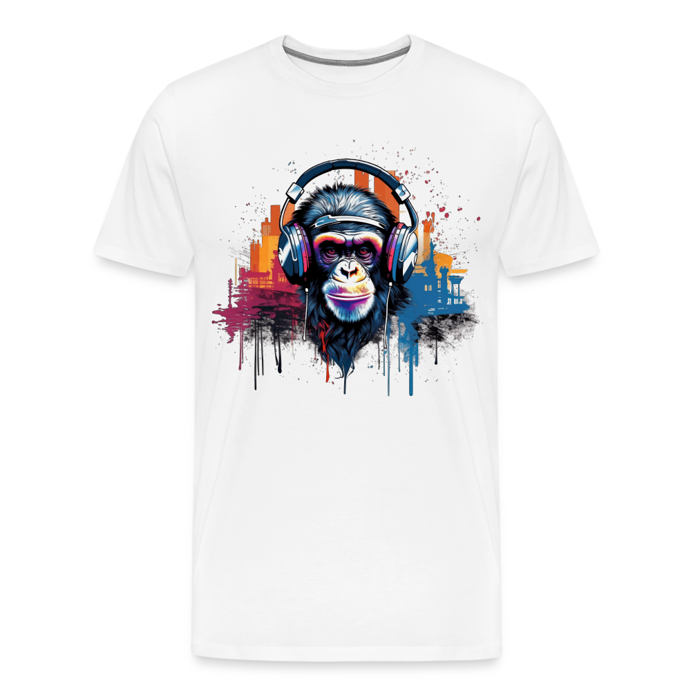 DJ Monkey Affe T-Shirt Männer Premium T-Shirt - Weiß