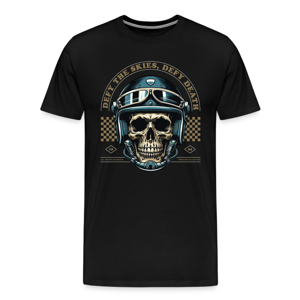 Biker Skull Totenkopf Premium T-Shirt Herren - Schwarz