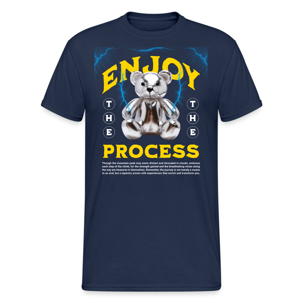 Teddybär Bear Enjoy Process Streetwear Spruch T-Shirt Herren - Navy