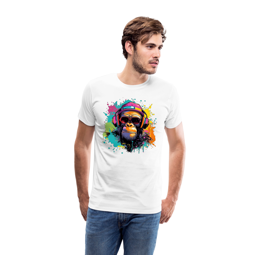 DJ Monkey Affe T-Shirt Männer Premium T-Shirt - Weiß