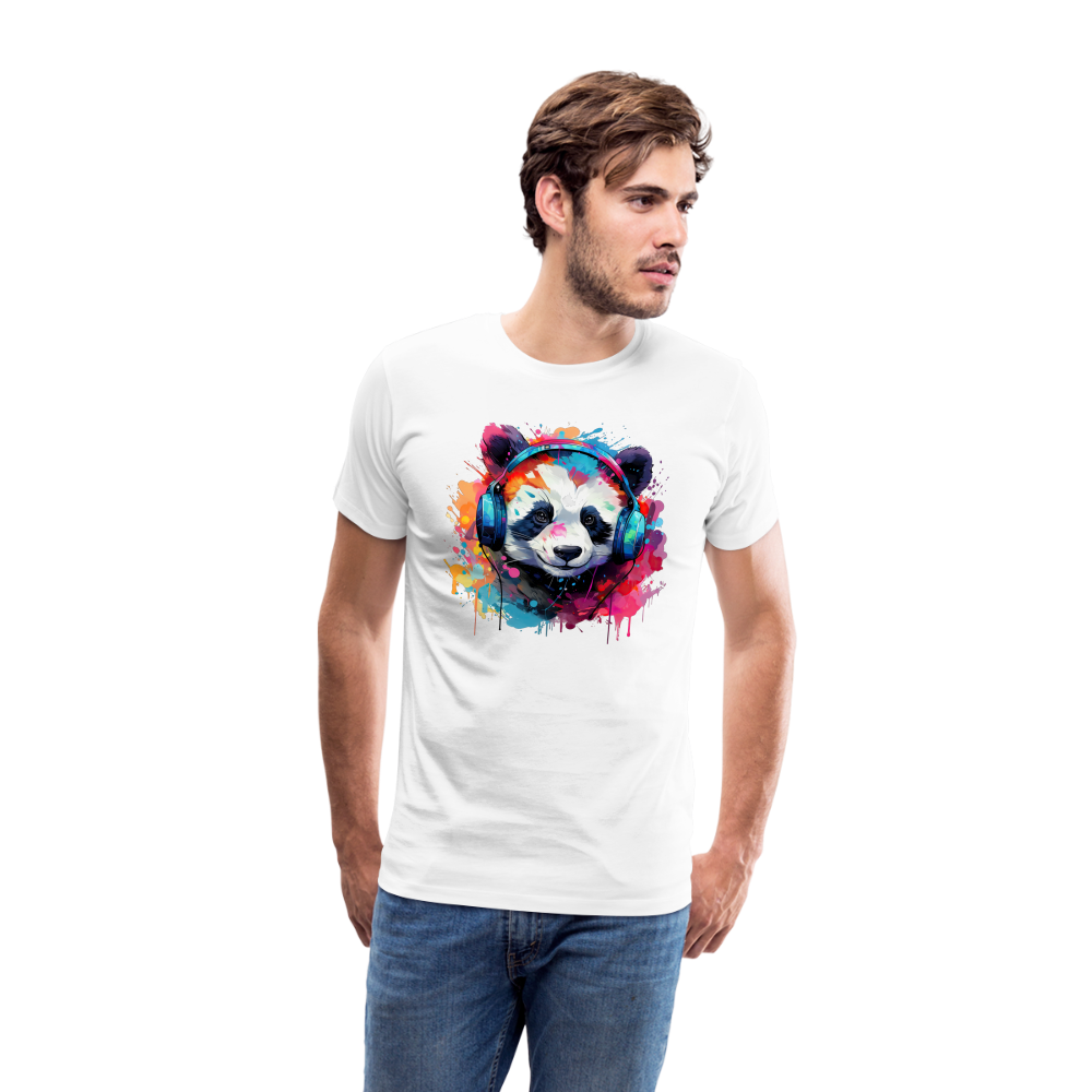 Panda Kopfhörer Safari Zoo Männer Premium T-Shirt - Weiß
