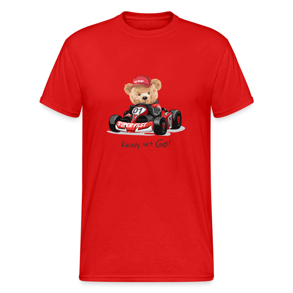 Teddybär Bear Ready set Go Master Streetwear Spruch T-Shirt Herren - Rot