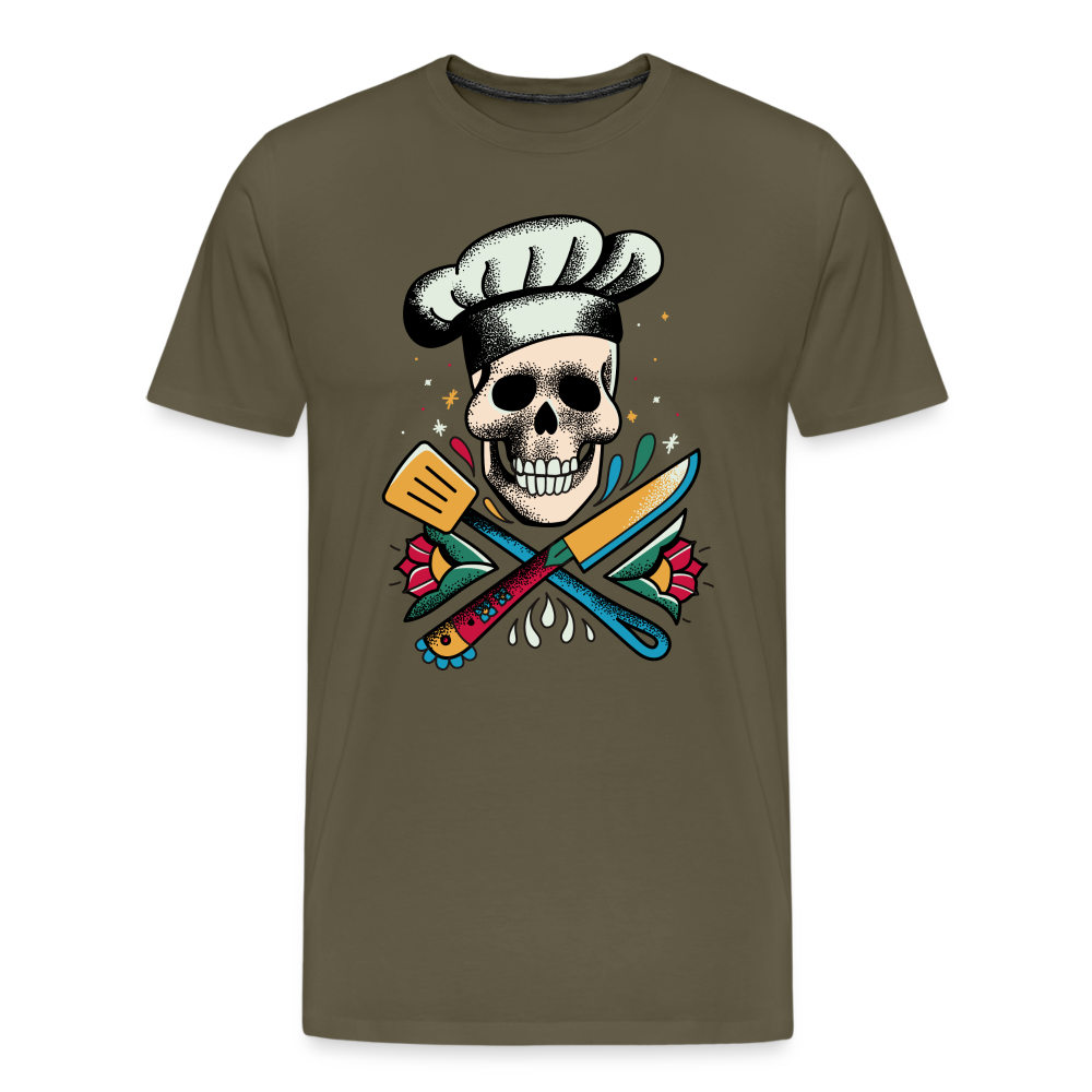 Cook Skull Koch Totenkopf Premium T-Shirt Herren - Khaki