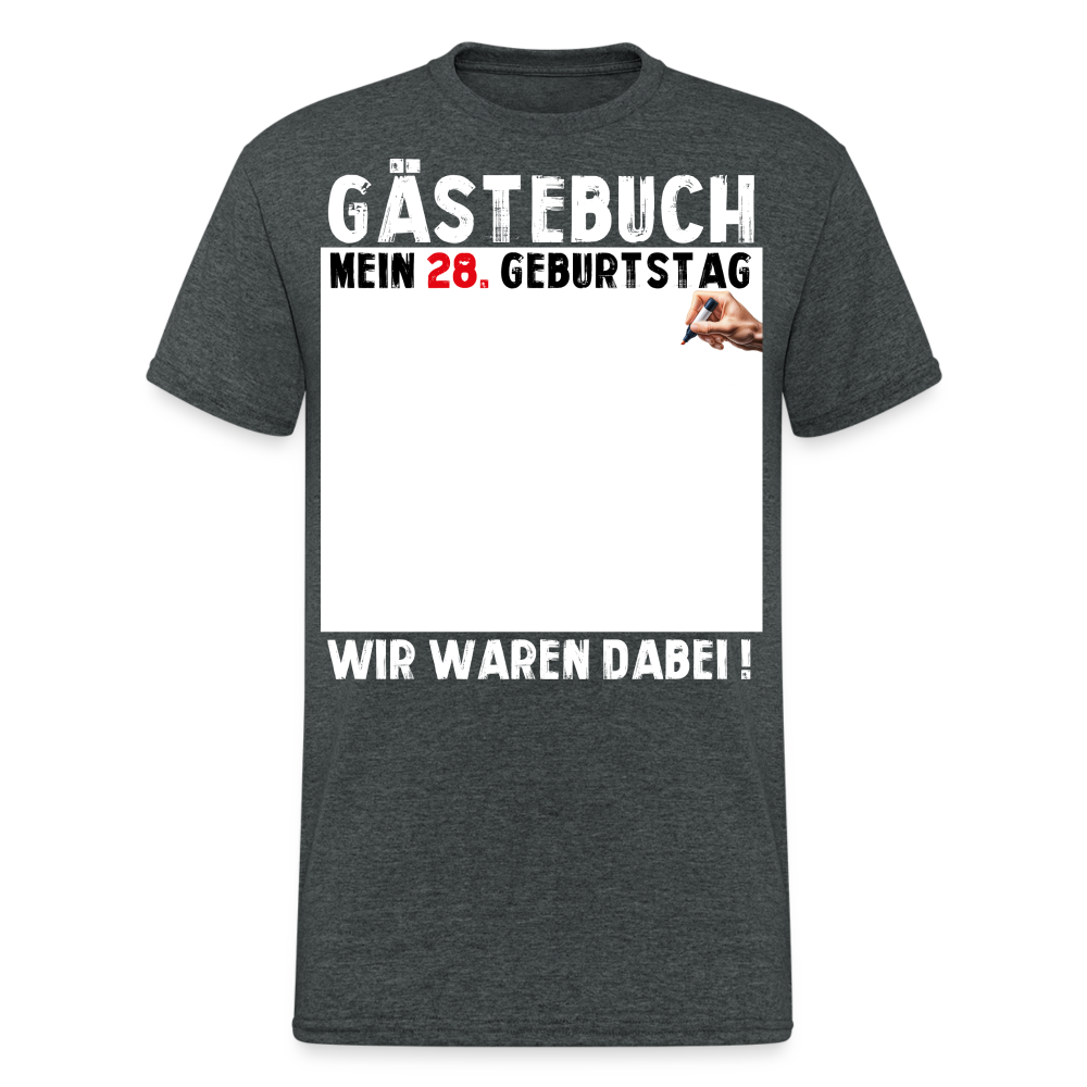 28. Geburtstag Gästebuch T-Shirt Lustig Geschenk T-Shirt - Dunkelgrau meliert