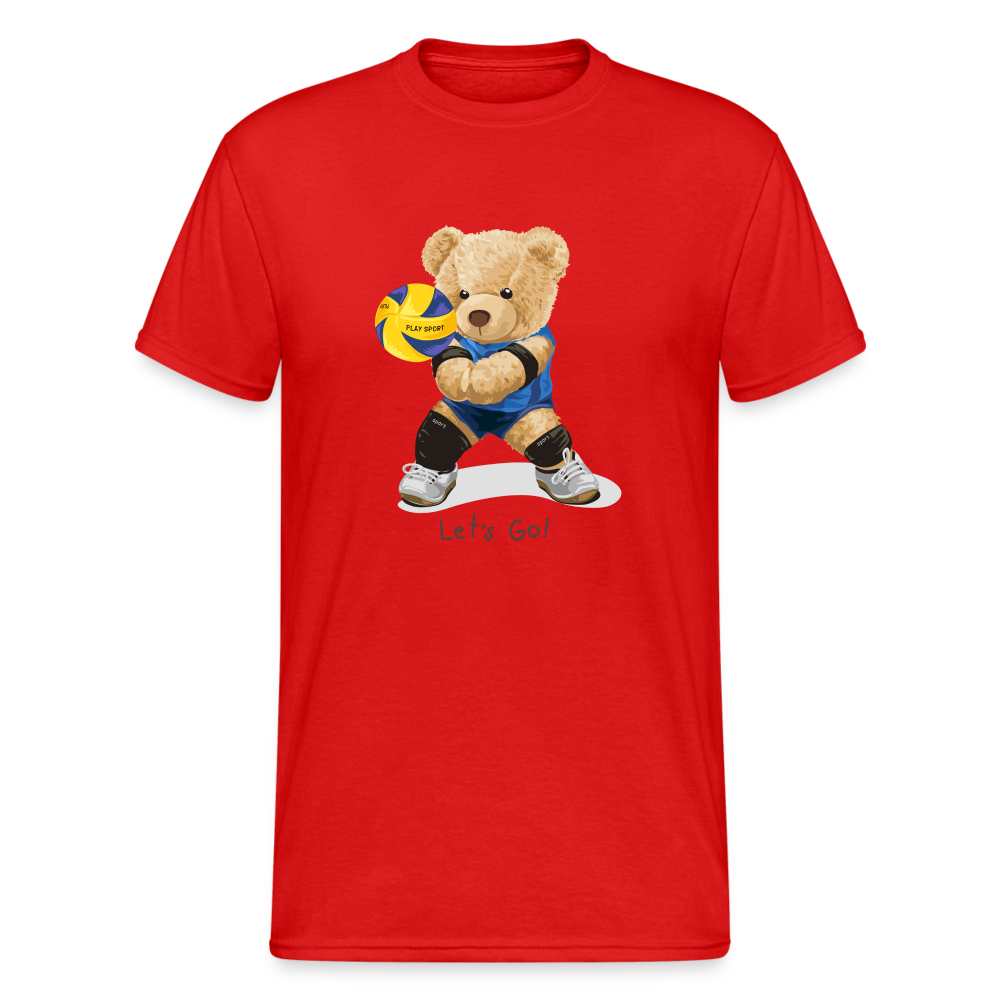 Teddybär Bear Let´s Go Streetwear Spruch T-Shirt Herren - Rot