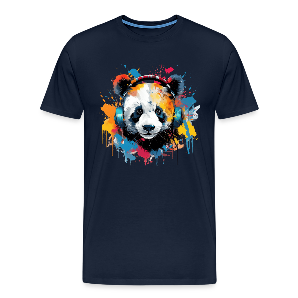 Panda Kopfhörer Safari Zoo Männer Premium T-Shirt - Navy