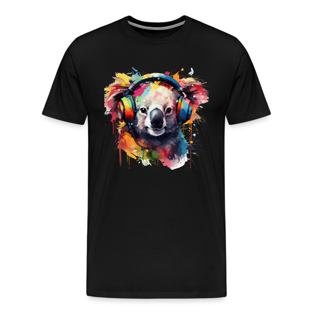 Koala Kopfhörer Safari Zoo Männer Premium T-Shirt - Schwarz