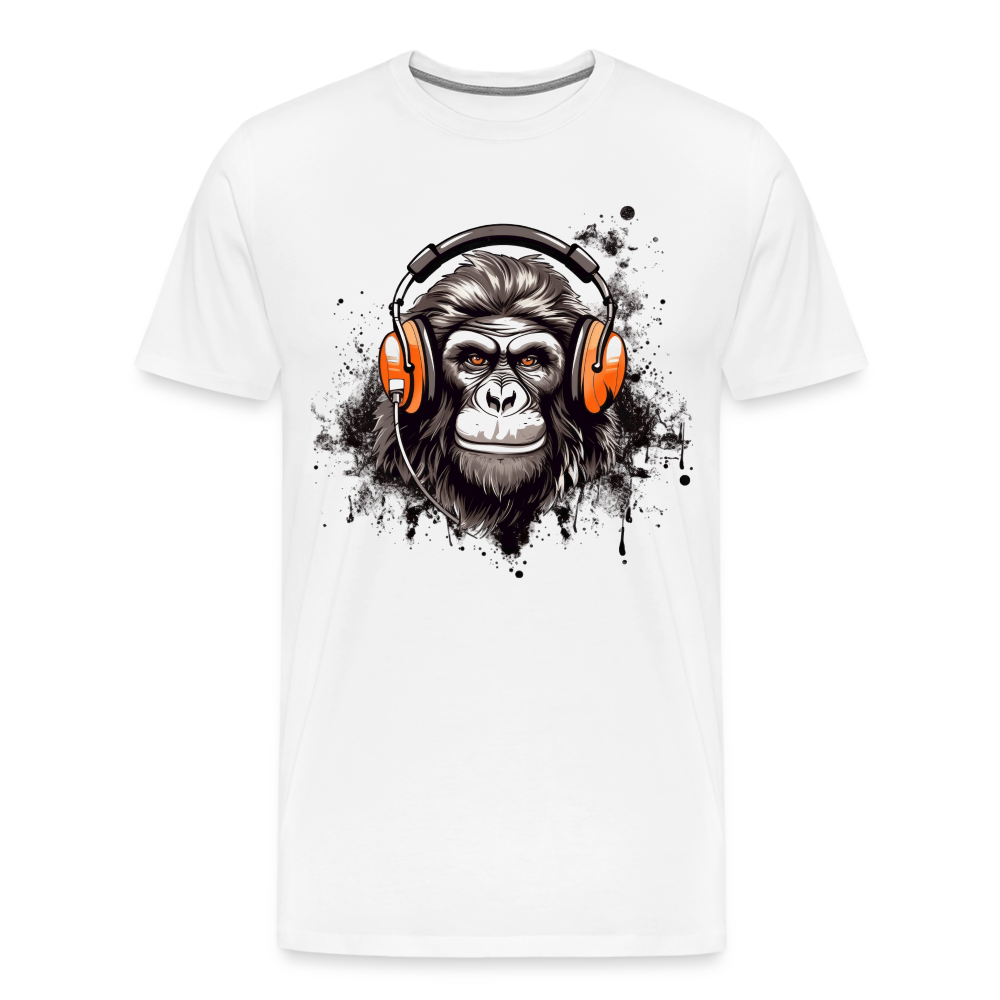 DJ Monkey Affe T-Shirt Männer Premium T-Shirt - Weiß