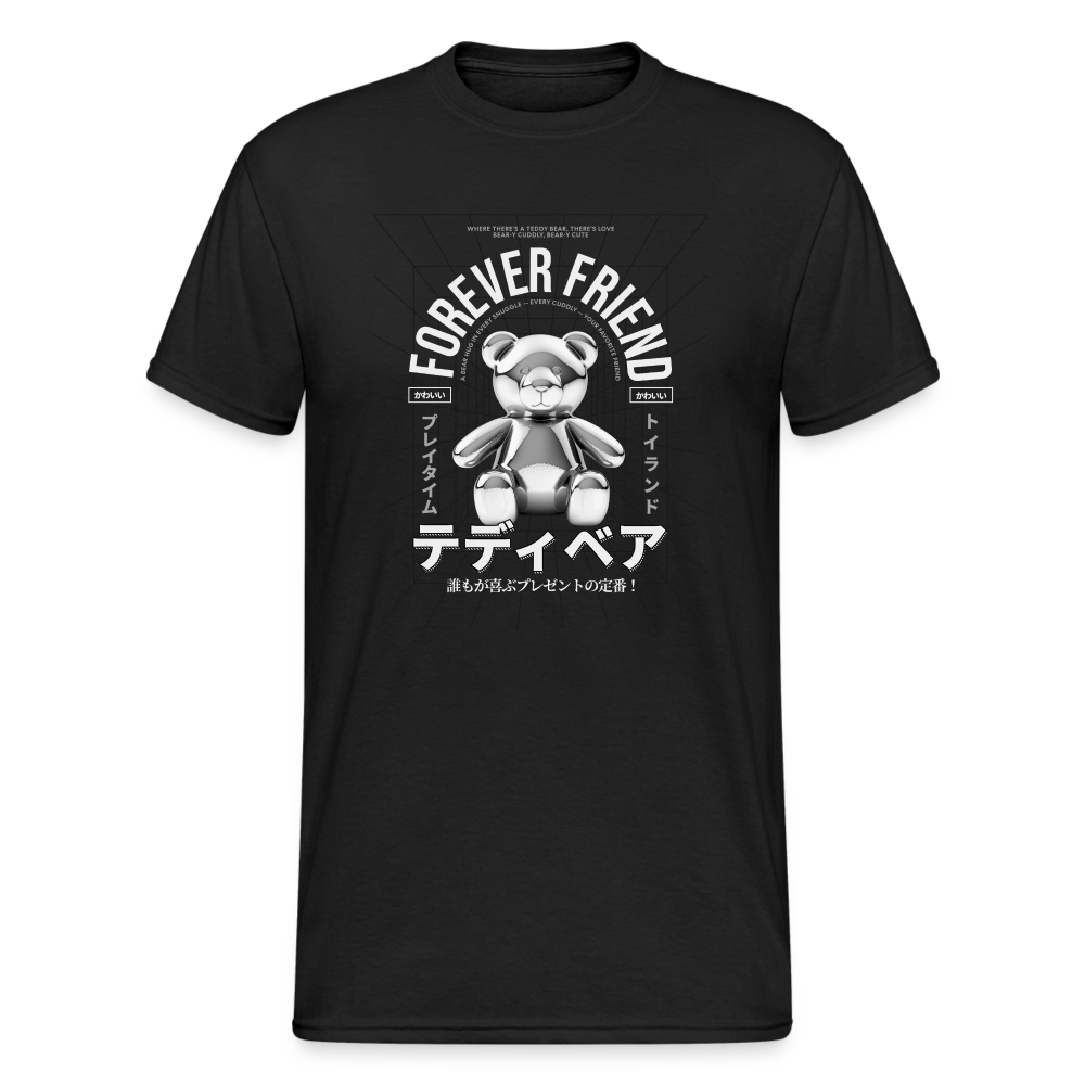 Teddybär Bear Forever Friend Streetwear Spruch T-Shirt Herren - Schwarz