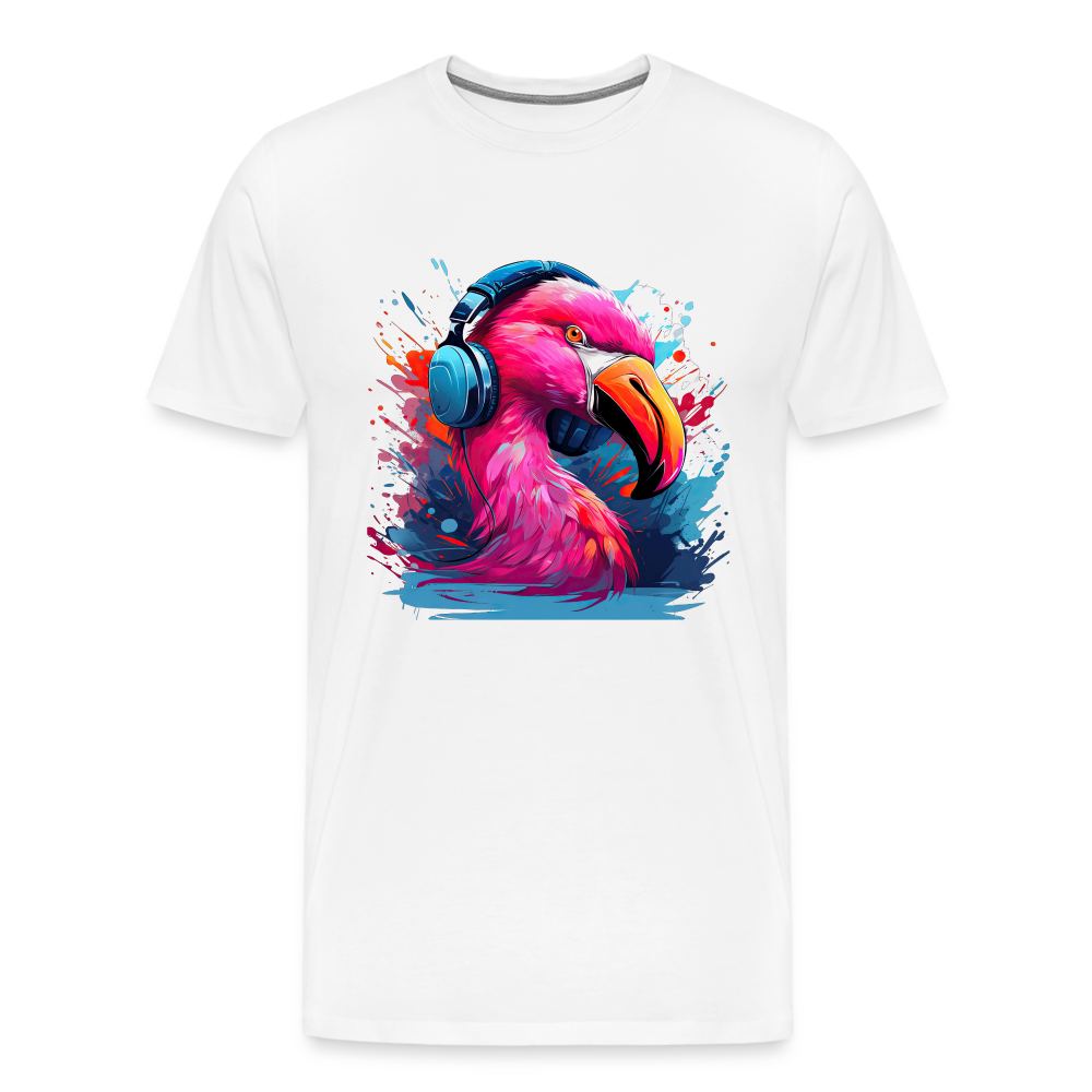 Flamingo Kopfhörer Safari Zoo Männer Premium T-Shirt - Weiß