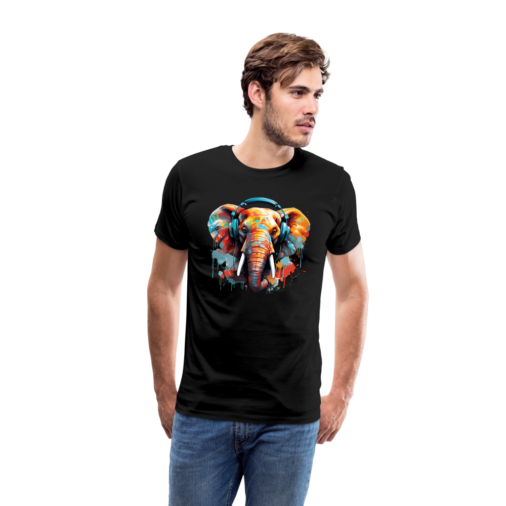 Elefant Kopfhörer Safari Zoo Männer Premium T-Shirt - Schwarz