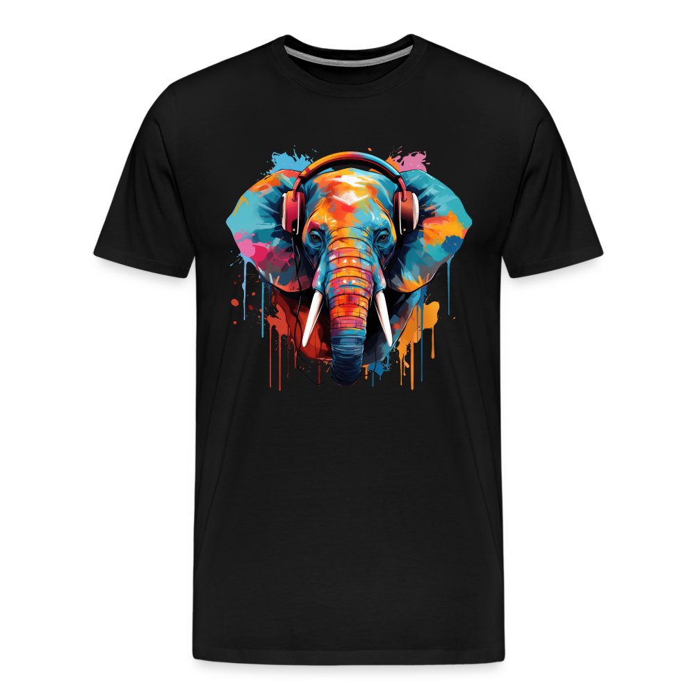 Elefant Kopfhörer Safari Zoo Männer Premium T-Shirt - Schwarz