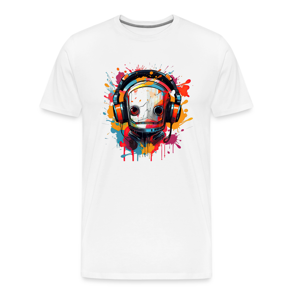 Roboter Kopfhörer Männer Premium T-Shirt - Weiß
