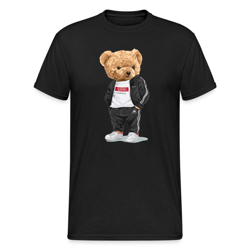 Teddybär Bear Love yourself Streetwear Spruch T-Shirt Herren - Schwarz