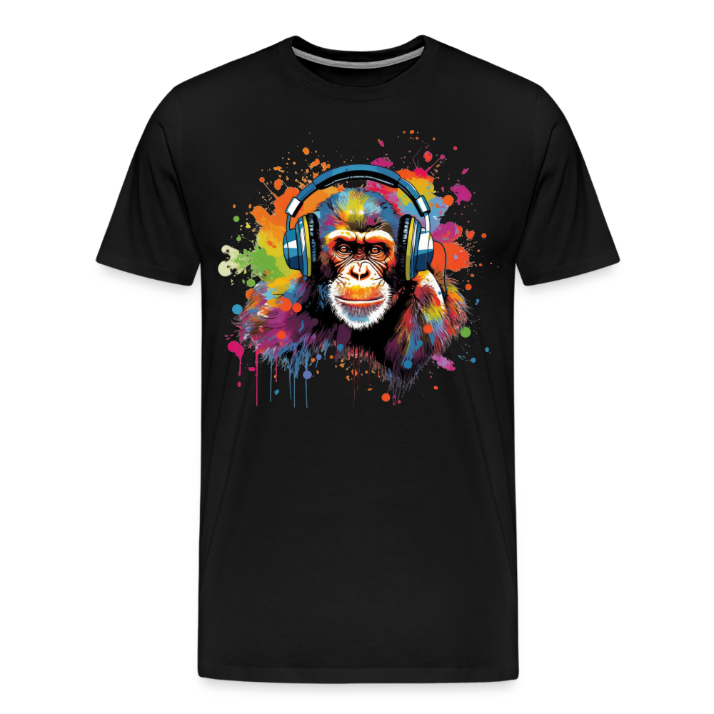 DJ Monkey Affe T-Shirt Männer Premium T-Shirt - Schwarz