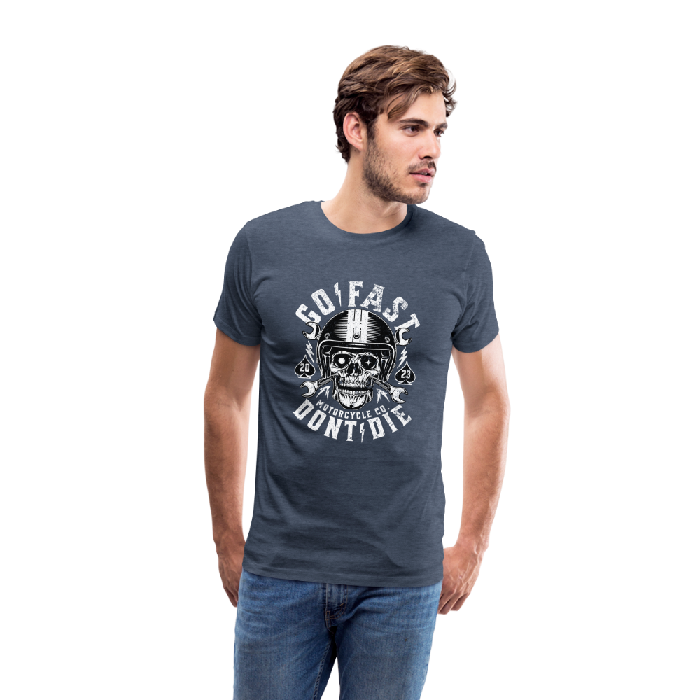 Go Fast Dont Die Premium T-Shirt Herren - Blau meliert