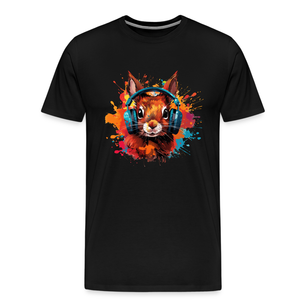 Eichhörnchen Kopfhörer Safari Zoo Männer Premium T-Shirt - Schwarz