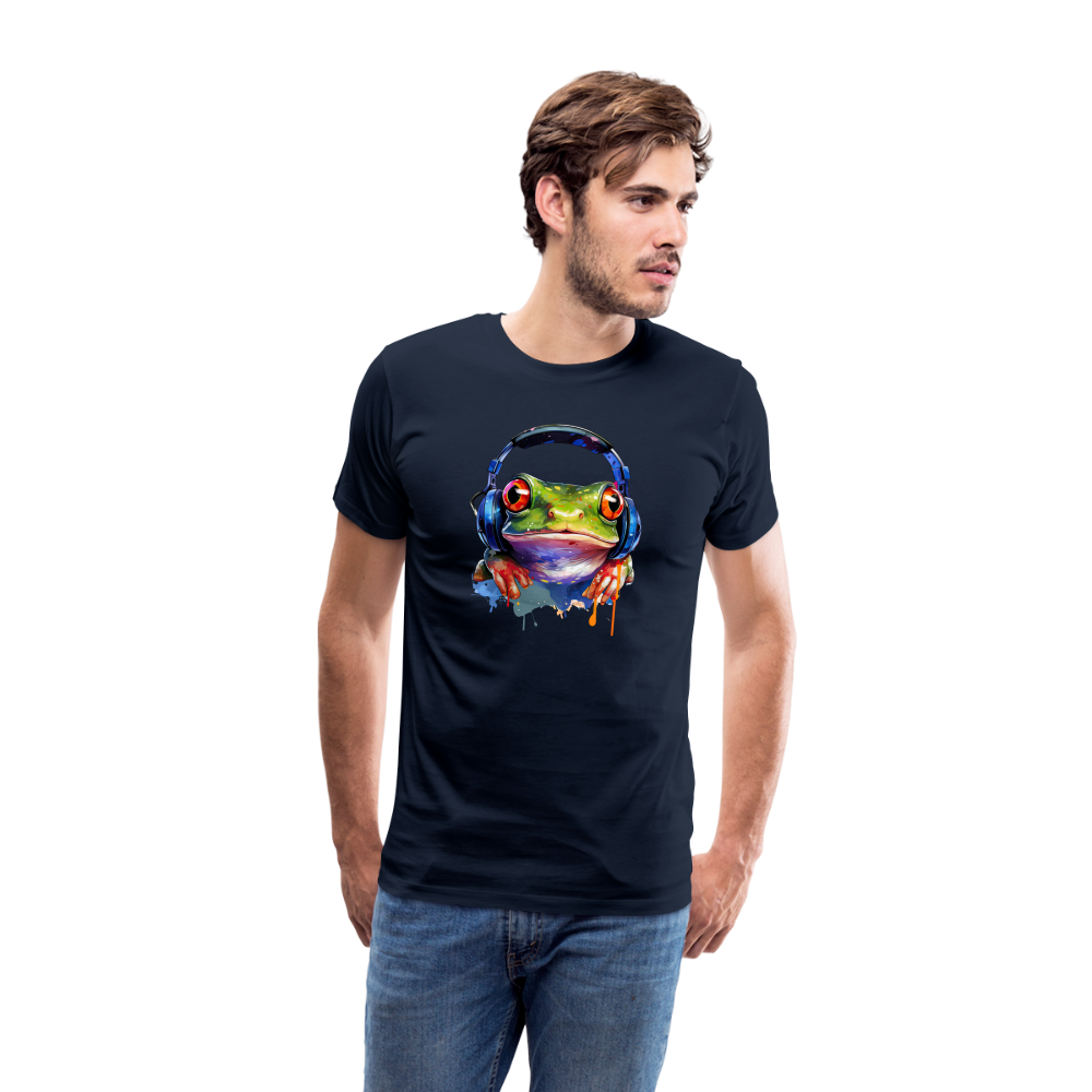 Frosch Kopfhörer Safari Zoo Männer Premium T-Shirt - Navy