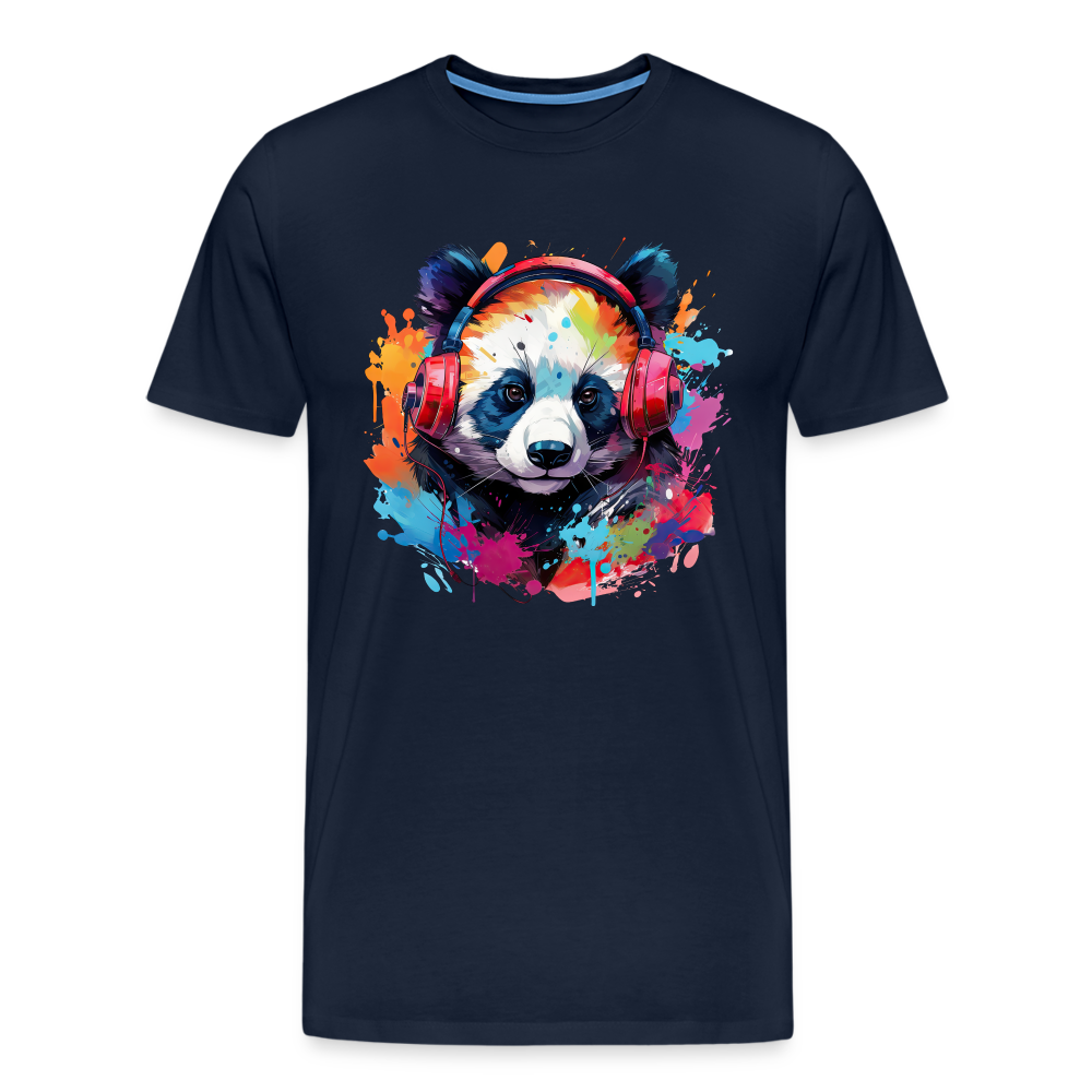 Panda Kopfhörer Safari Zoo Männer Premium T-Shirt - Navy