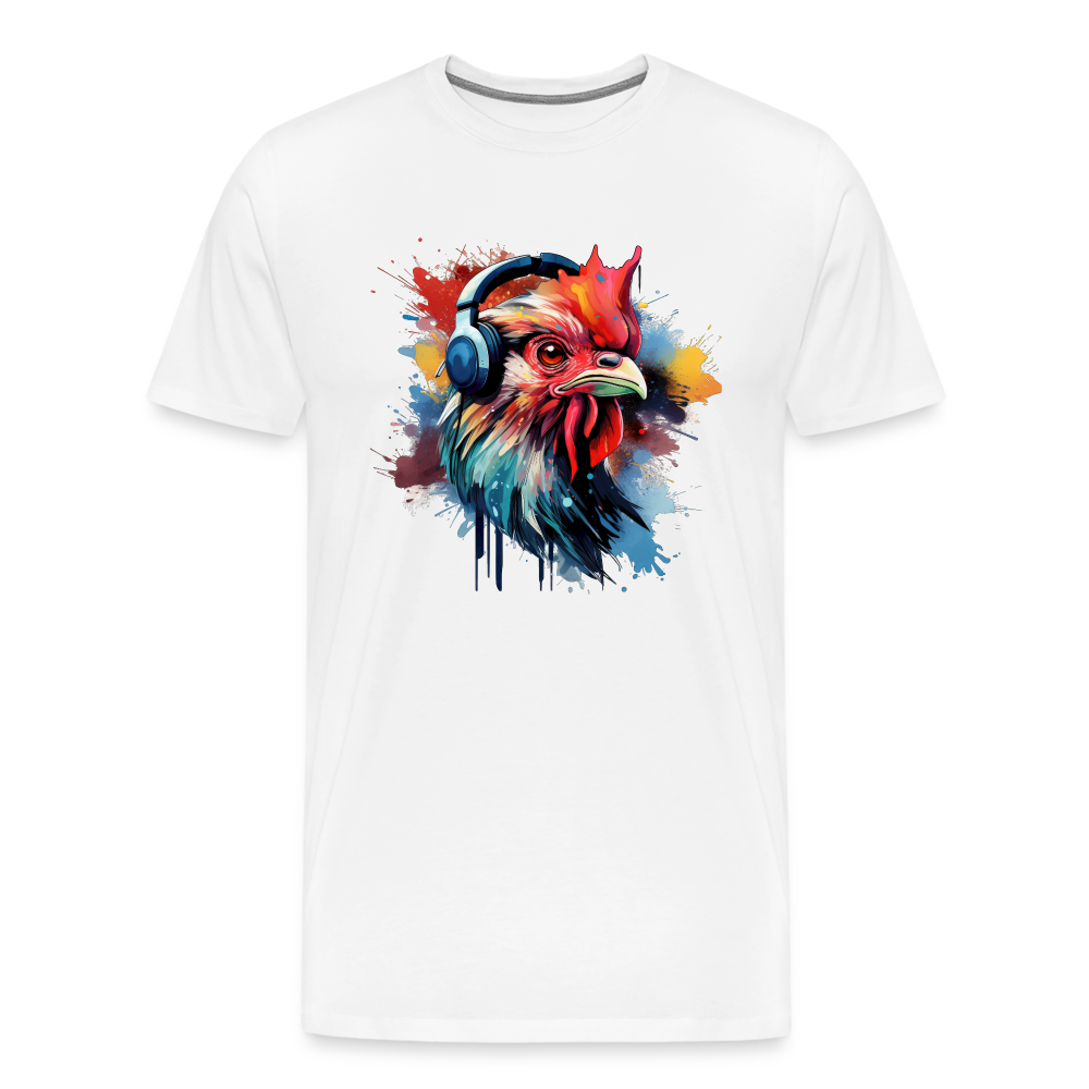 Hahn Kopfhörer Safari Zoo Männer Premium T-Shirt - Weiß
